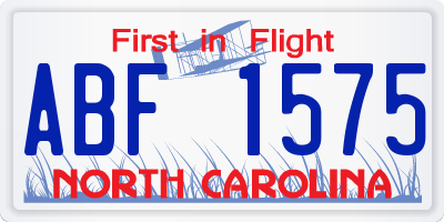 NC license plate ABF1575