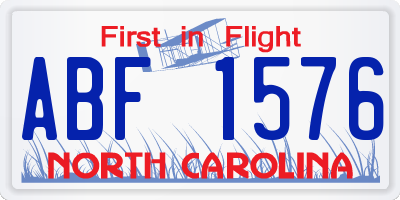 NC license plate ABF1576