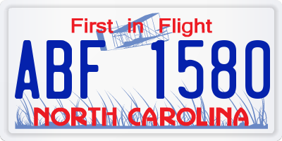 NC license plate ABF1580