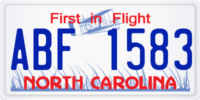 NC license plate ABF1583