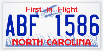 NC license plate ABF1586