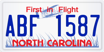 NC license plate ABF1587