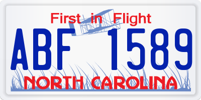 NC license plate ABF1589