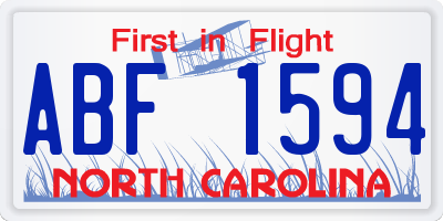 NC license plate ABF1594