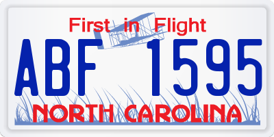 NC license plate ABF1595