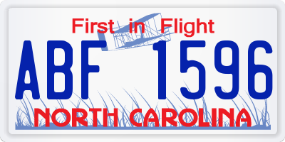 NC license plate ABF1596