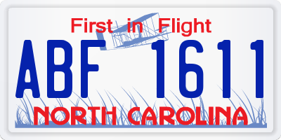 NC license plate ABF1611
