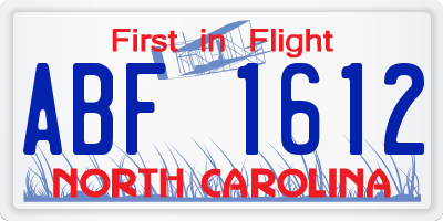 NC license plate ABF1612
