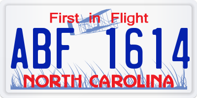 NC license plate ABF1614