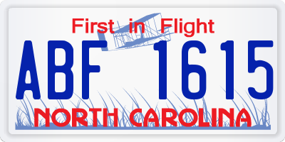 NC license plate ABF1615
