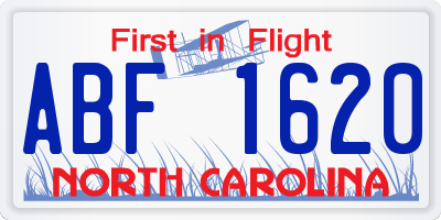 NC license plate ABF1620