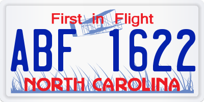 NC license plate ABF1622