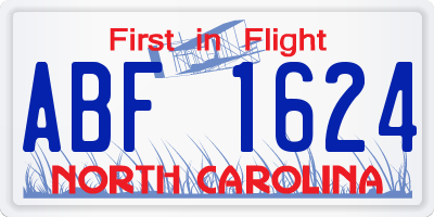 NC license plate ABF1624
