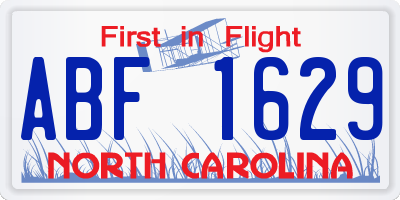 NC license plate ABF1629