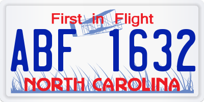 NC license plate ABF1632