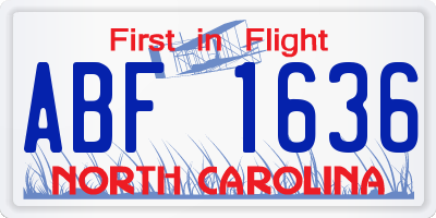 NC license plate ABF1636