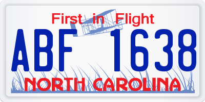 NC license plate ABF1638