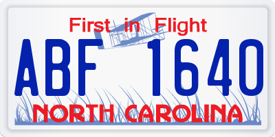 NC license plate ABF1640
