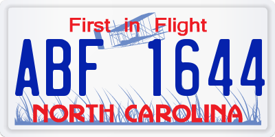NC license plate ABF1644