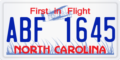 NC license plate ABF1645