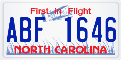 NC license plate ABF1646