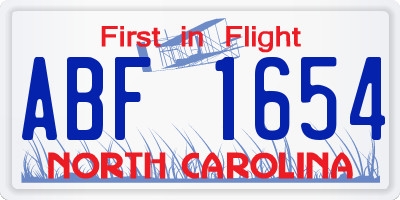 NC license plate ABF1654