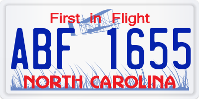 NC license plate ABF1655