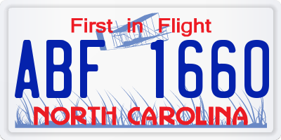 NC license plate ABF1660