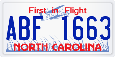 NC license plate ABF1663