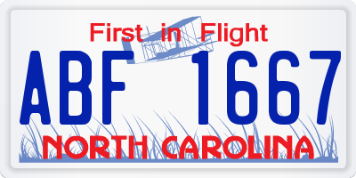 NC license plate ABF1667