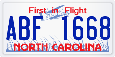 NC license plate ABF1668