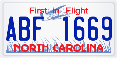 NC license plate ABF1669