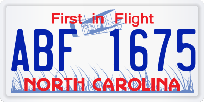 NC license plate ABF1675