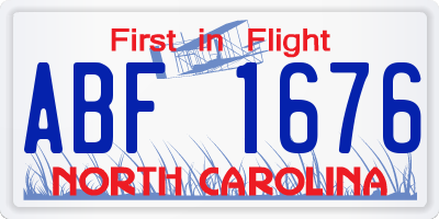 NC license plate ABF1676