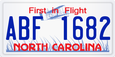 NC license plate ABF1682