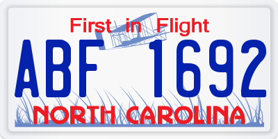 NC license plate ABF1692