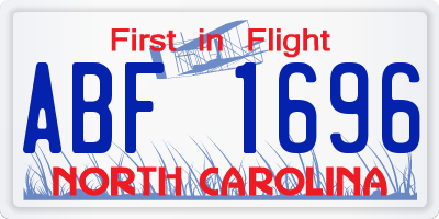 NC license plate ABF1696