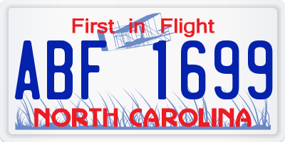 NC license plate ABF1699