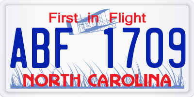 NC license plate ABF1709