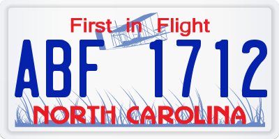 NC license plate ABF1712