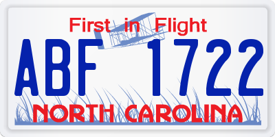 NC license plate ABF1722
