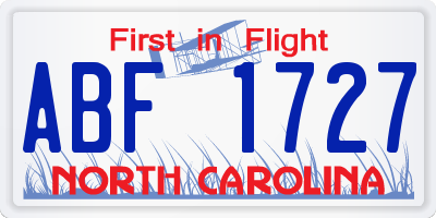 NC license plate ABF1727