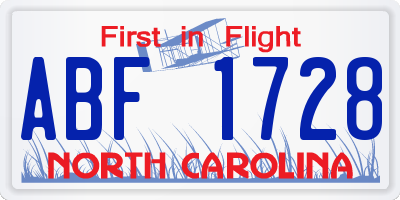 NC license plate ABF1728