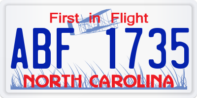 NC license plate ABF1735