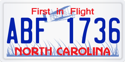 NC license plate ABF1736