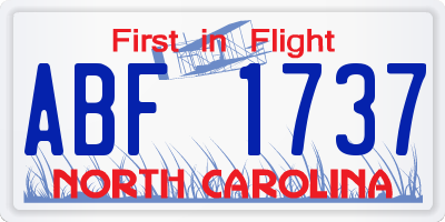 NC license plate ABF1737