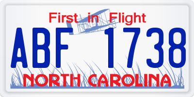 NC license plate ABF1738