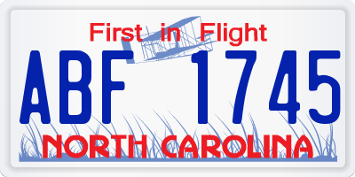 NC license plate ABF1745