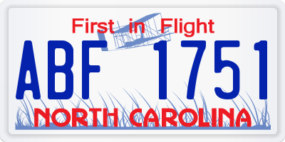 NC license plate ABF1751
