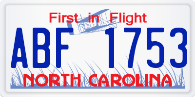 NC license plate ABF1753